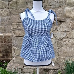 Old Navy Womens Size S Gingham Plaid Tie Strap Crop Blouse Shirt NWT Lot Of 2